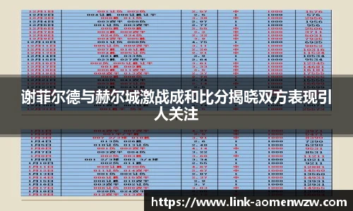 谢菲尔德与赫尔城激战成和比分揭晓双方表现引人关注